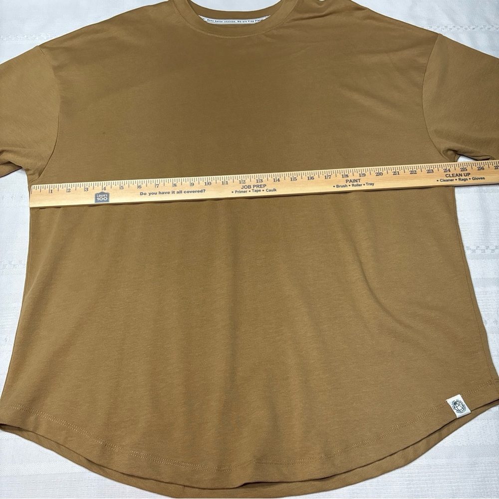 Free Planet Men's Brown Drop Shoulder Relaxed Fit T-Shirt- Size Large - Picture 4 of 6